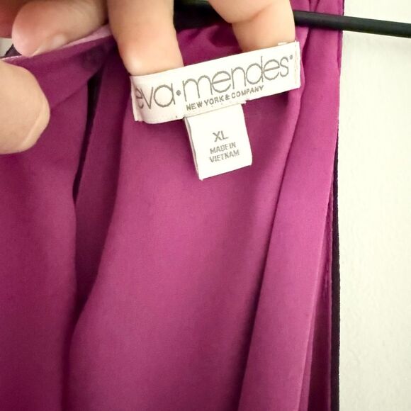 Eva Mendes for NY & Co High Neck Color Block Maxi Dress in Maroon & Pink - XL - Picture 6 of 7